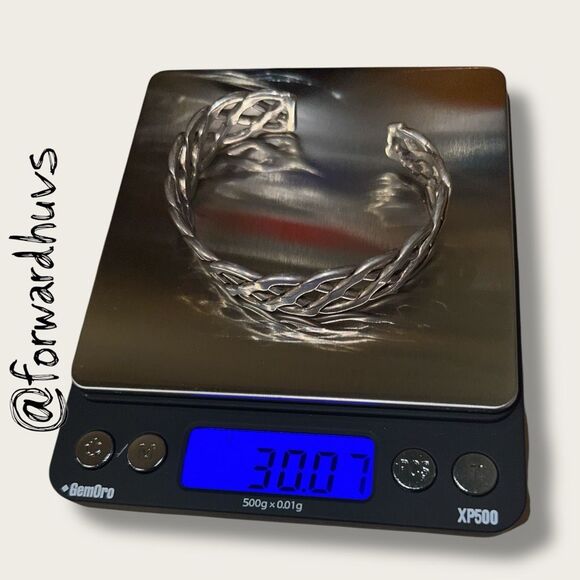 Sterling Silver Braided Cuff Bracelet – 30.07g – Sculptural Weave – Artisan Craf - Picture 2 of 7